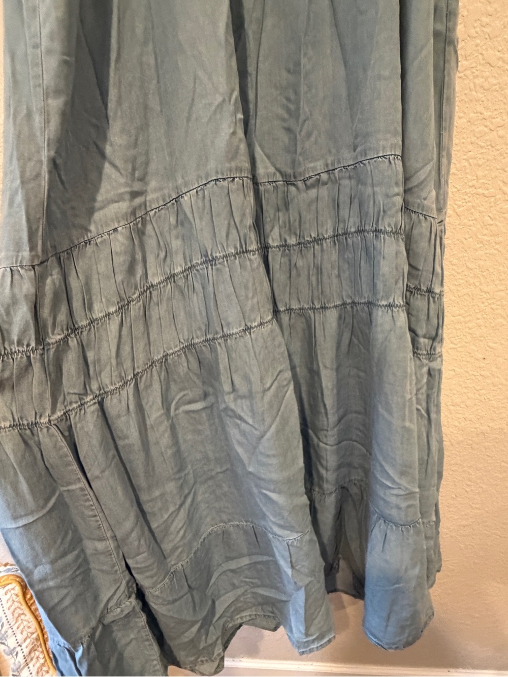Blu Pepper Light Blue Chambray Tiered Maxi with Tie Straps LIKE NEW SIZE L - Picture 12 of 12